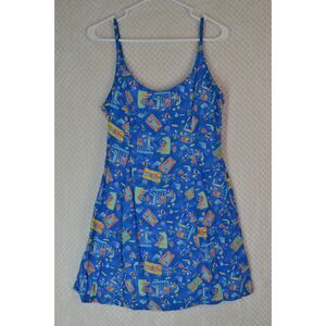 Big Hed Designs Women's Medium Blue Spaghetti Strap Knee Length Dress